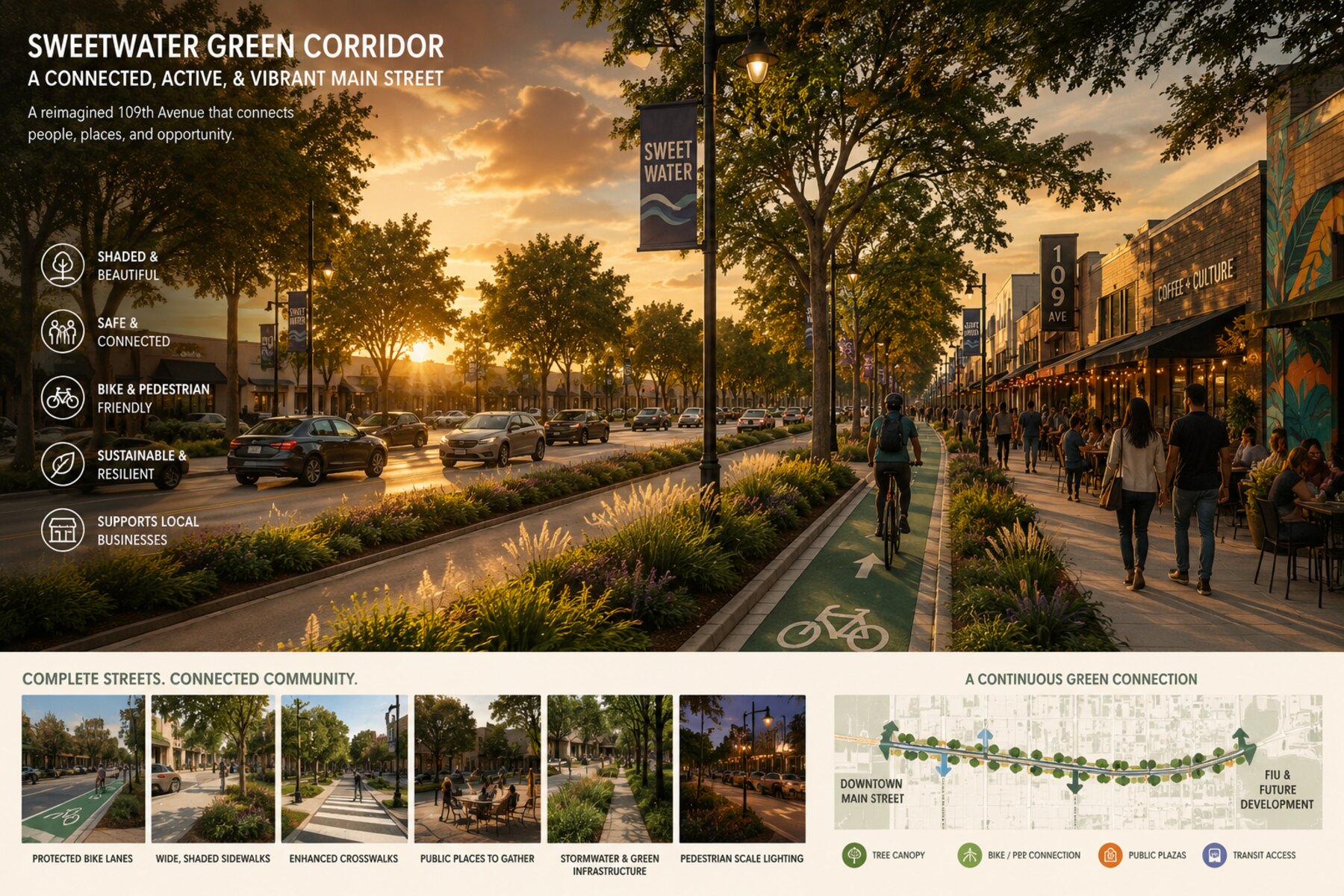 Green complete-streets corridor concept